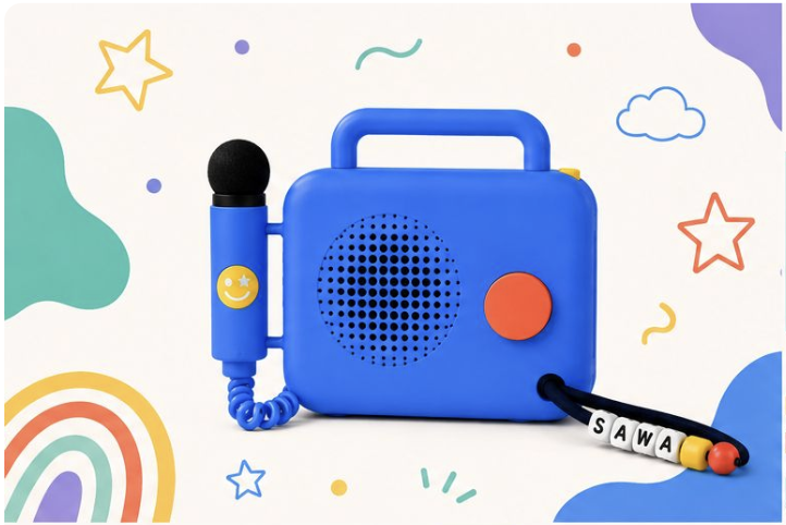 Sawa screen-free reading device with microphone and NFC bracelet